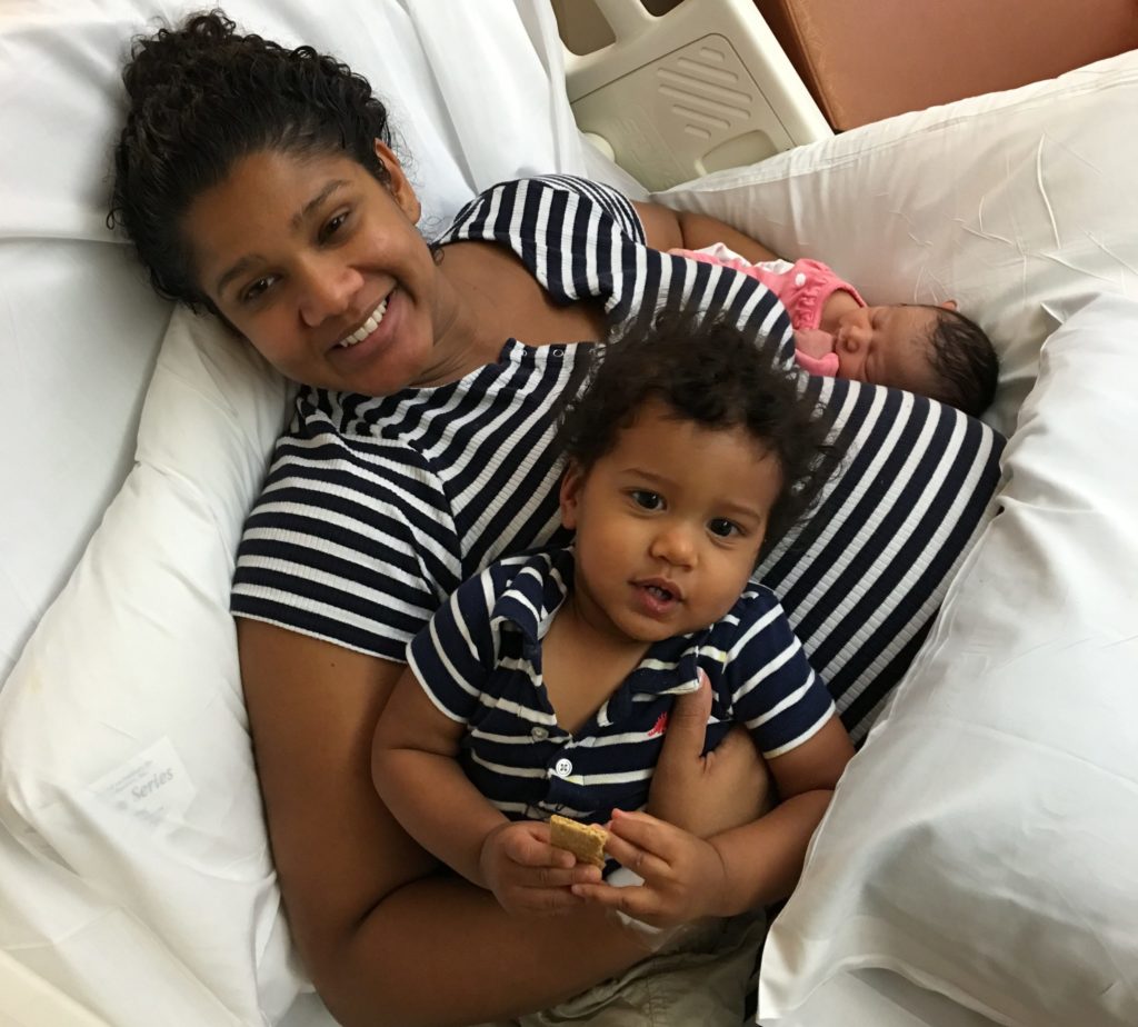 New mom with two babies, recovering after a c-section.