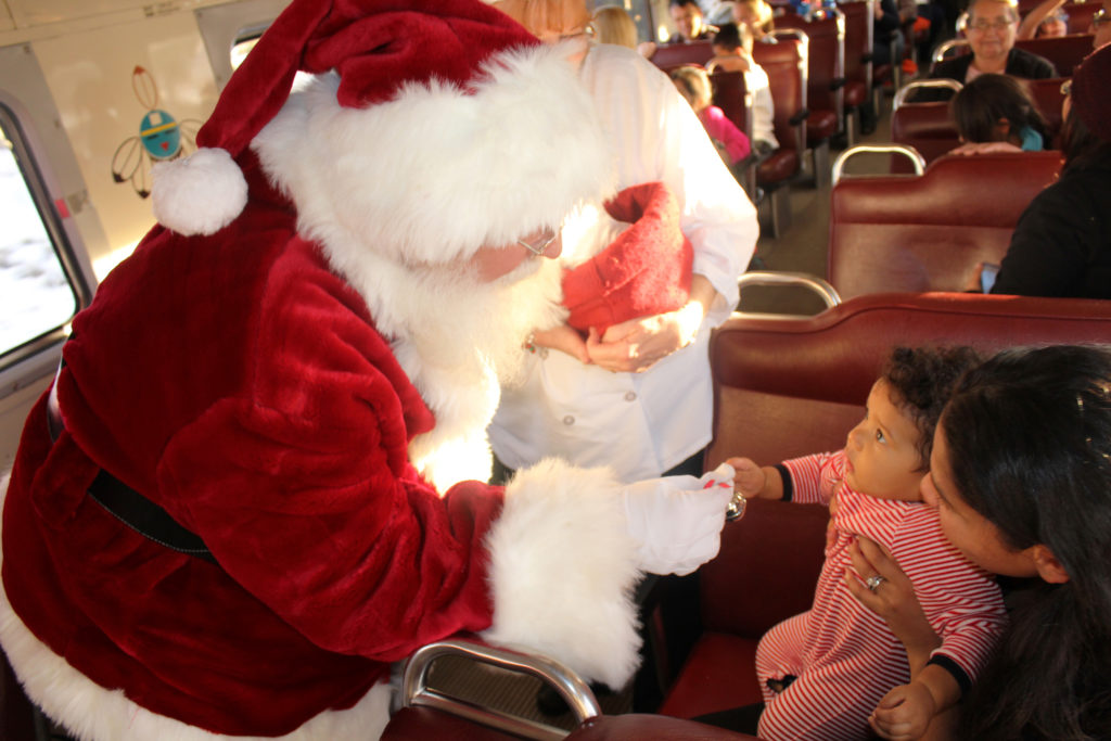 Meeting Santa for the first time aboard The Polar Express Train Ride In Arizona