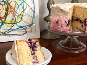 lemon cake with blueberry compote and lemon buttercream