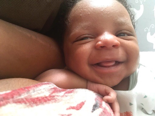 Smiling baby boy.